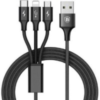 3 in 1 Multi USB Charger Charging Cable Cord For iPhone USB Type C Android Micro Black