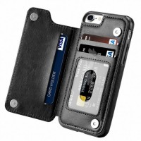 Apple Iphone Wallet Case With Card Holder Premium Pure Leather Kickstand Card Slots , Double Magnetic Clasp And Durable Shockproof Cover For Iphone X , iphone 7 , iphone 8 , iphone 7 Plus , Iphone 8 Plus 