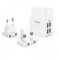 USB Charger Anker 27W 4-Port USB Wall Charger PowerPort 4 Lite with Interchangeable UK and EU Plugs for iPhone 7 / 6 / 6 Plus / 7 Plus, iPad Air 2 / mini 3, Galaxy Note 3 and More