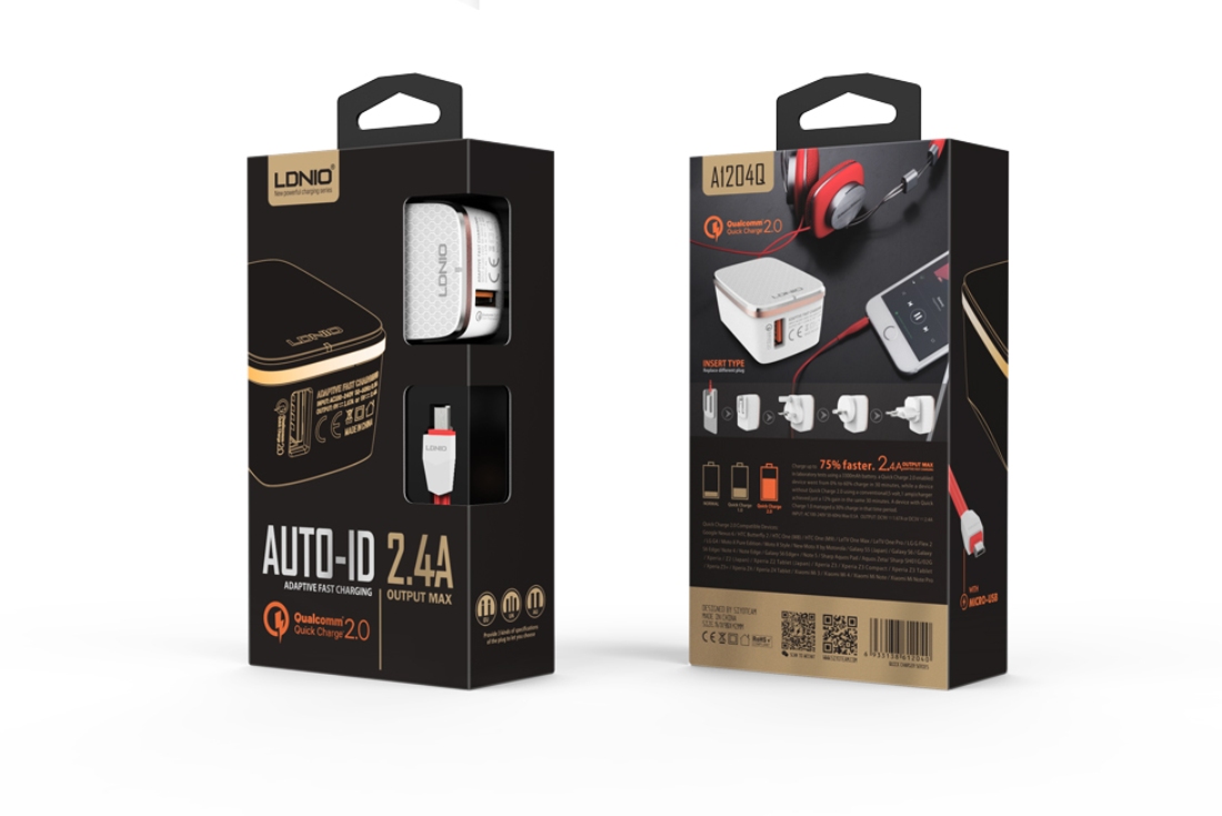 LDNIO AUTO -ID ADAPTIVE FAST CHARGING Qualcomm Quick Charge 2.0 (A1204Q)