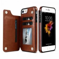 Apple Iphone 7 / 8 Wallet Case with Card Holder Premium pure Leather Kickstand Card Slots , Double Magnetic Clasp And Durable Shockproof Cover For Iphone 8