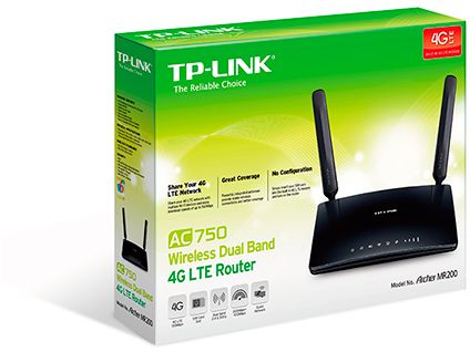 TP-Link AC750 Wireless Dual Band 4G LTE Advanced Router - Archer MR200