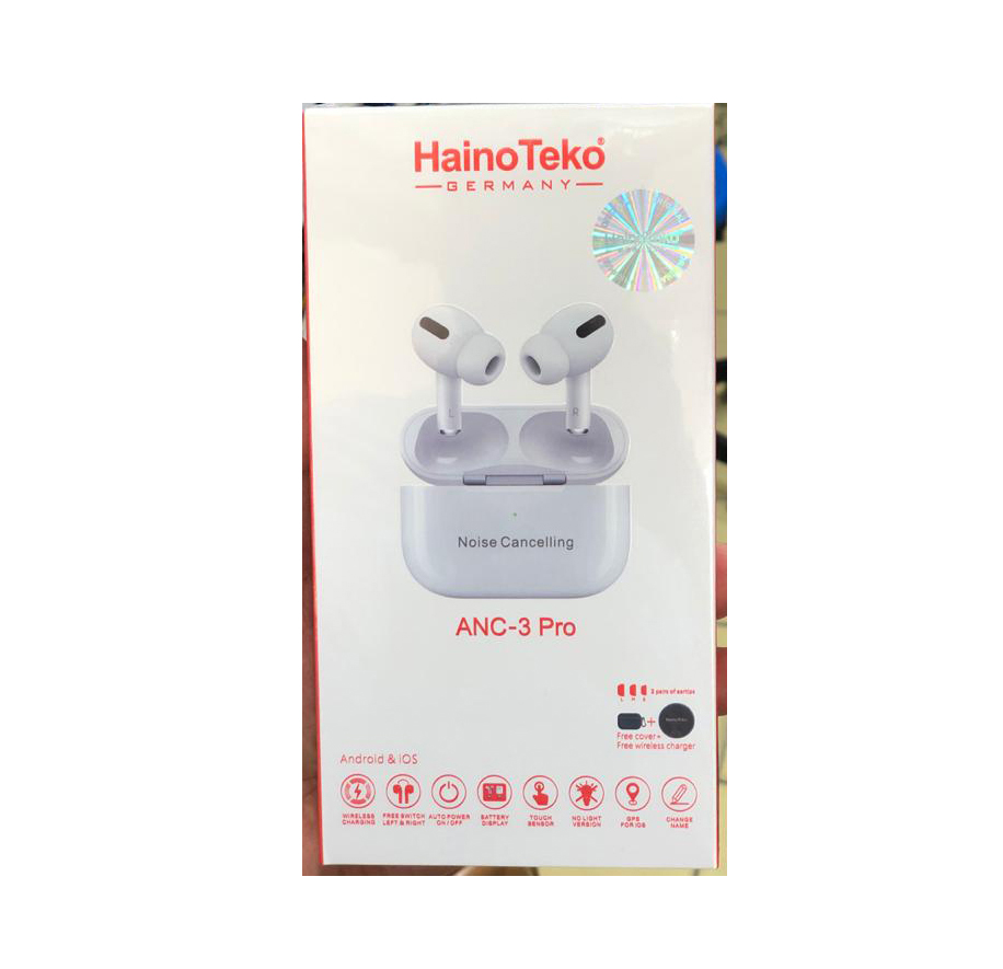 Haino Teko Germany Anc 3 Pro Wireless Air Pods With Free Cover & Wireless Charger